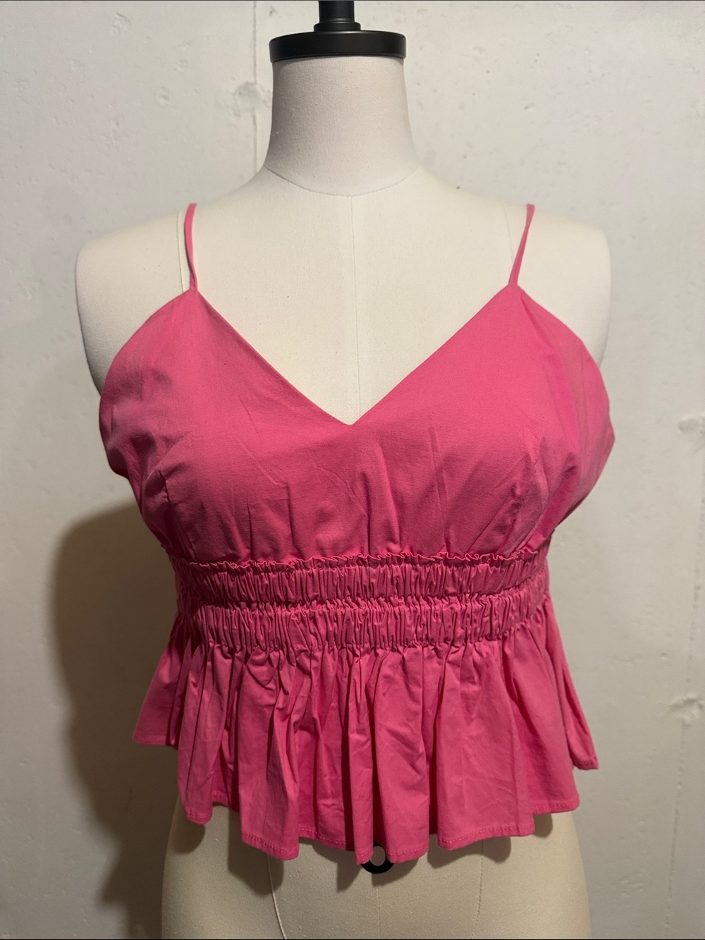 Women's Pink Smocked Waist Cami Top
